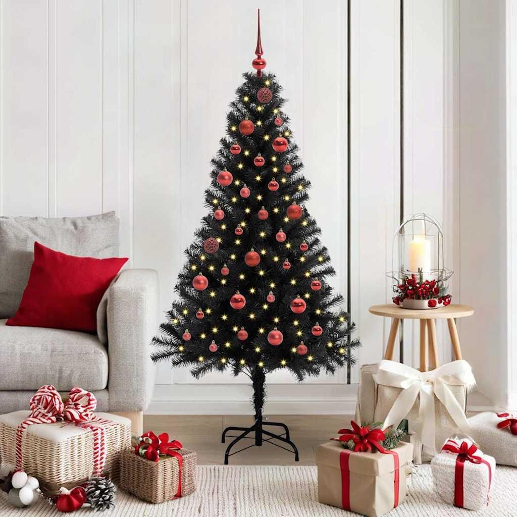 "Schlussverkauf" Weihnachtsbaum(1 pc) - Kunstbaum/Tannenbaum - mit 150 LEDs mit Ständer Schwarz 150 cm PVC C7689