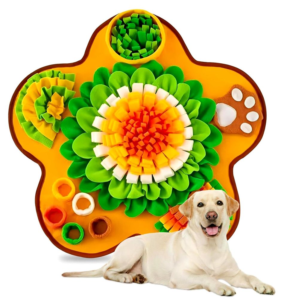 Schnüffelteppich für Hunde, 65 x 65 cm, rutschfest, waschbar, interaktives Spielzeug für kleine, mittelgroße und große Hunde