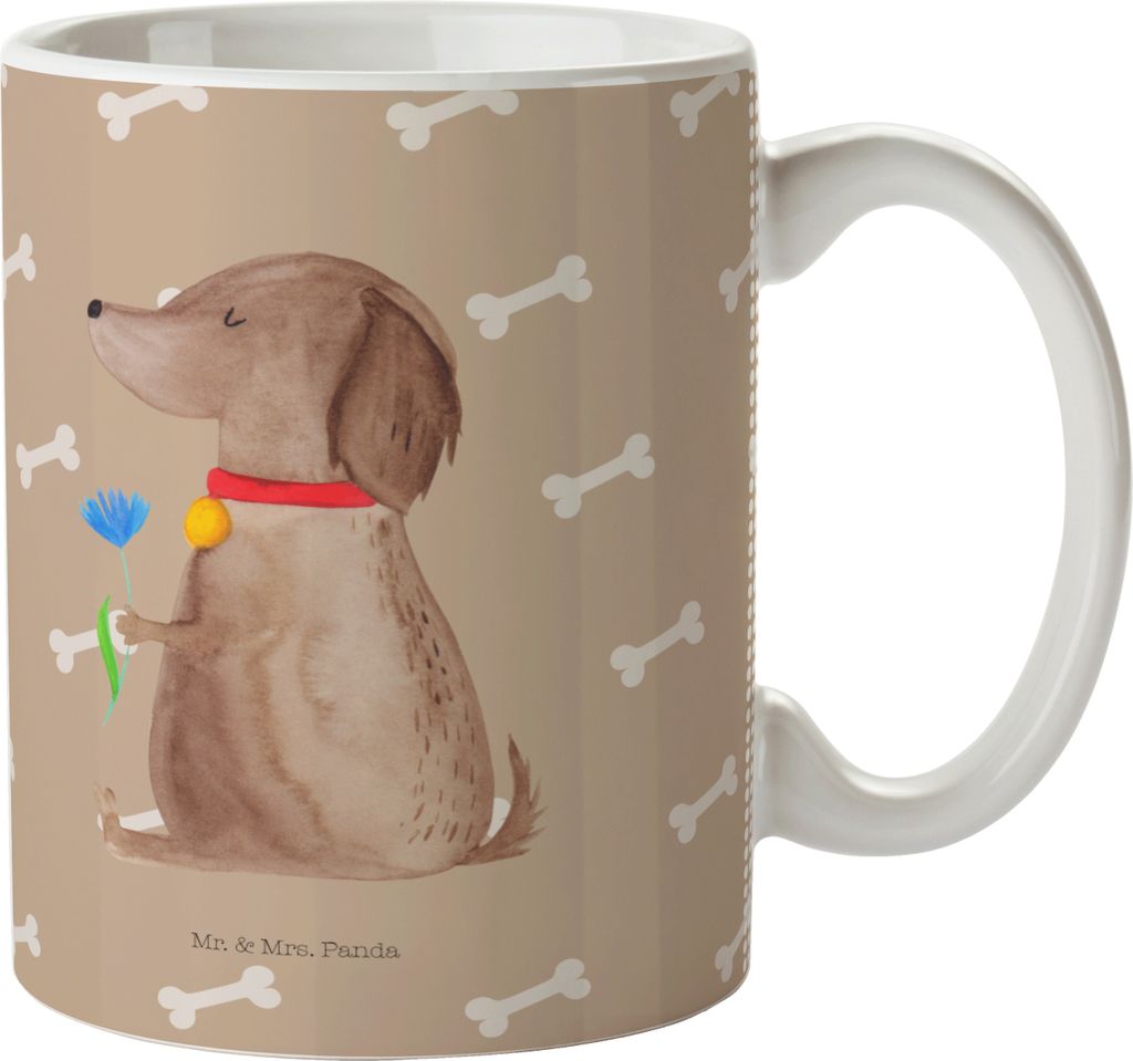 Mr. & Mrs. Panda Plastikbecher Hund Blume - Hundeglück - Geschenk, Süß, Haferl, Outdoor Becher, Pott, Kinderbecher, Reisebecher, Halsband, Trink...