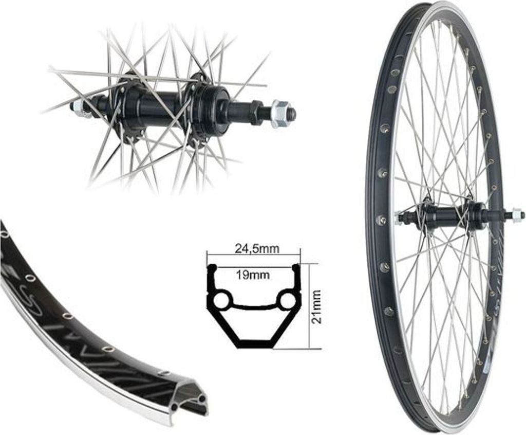 Bärwinkels 24 Zoll Hinterrad DMS19 Fahrrad Hinterrad Laufrad Felge Schraubkranz Vollachse