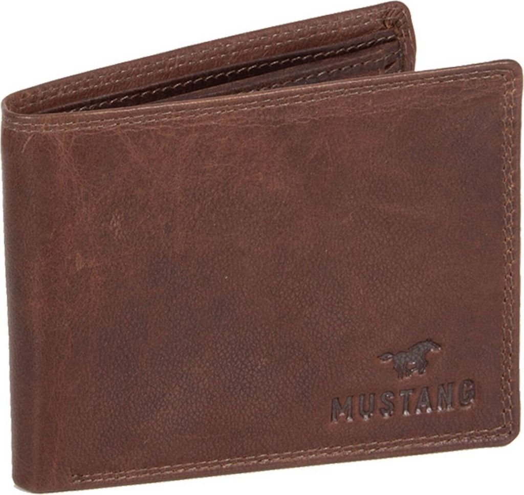 Mustang Udine Wallet Side Öffnen Sie Herrenleder Premium Brieftasche mardable Lederbraun 06.101901