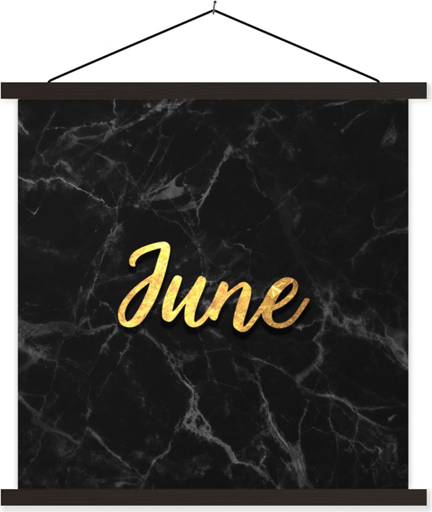 MuchoWow Textilposter Zitat - Kalender - Juni - Gold 40x40 cm mit schwarzem Rahmen - Fotos