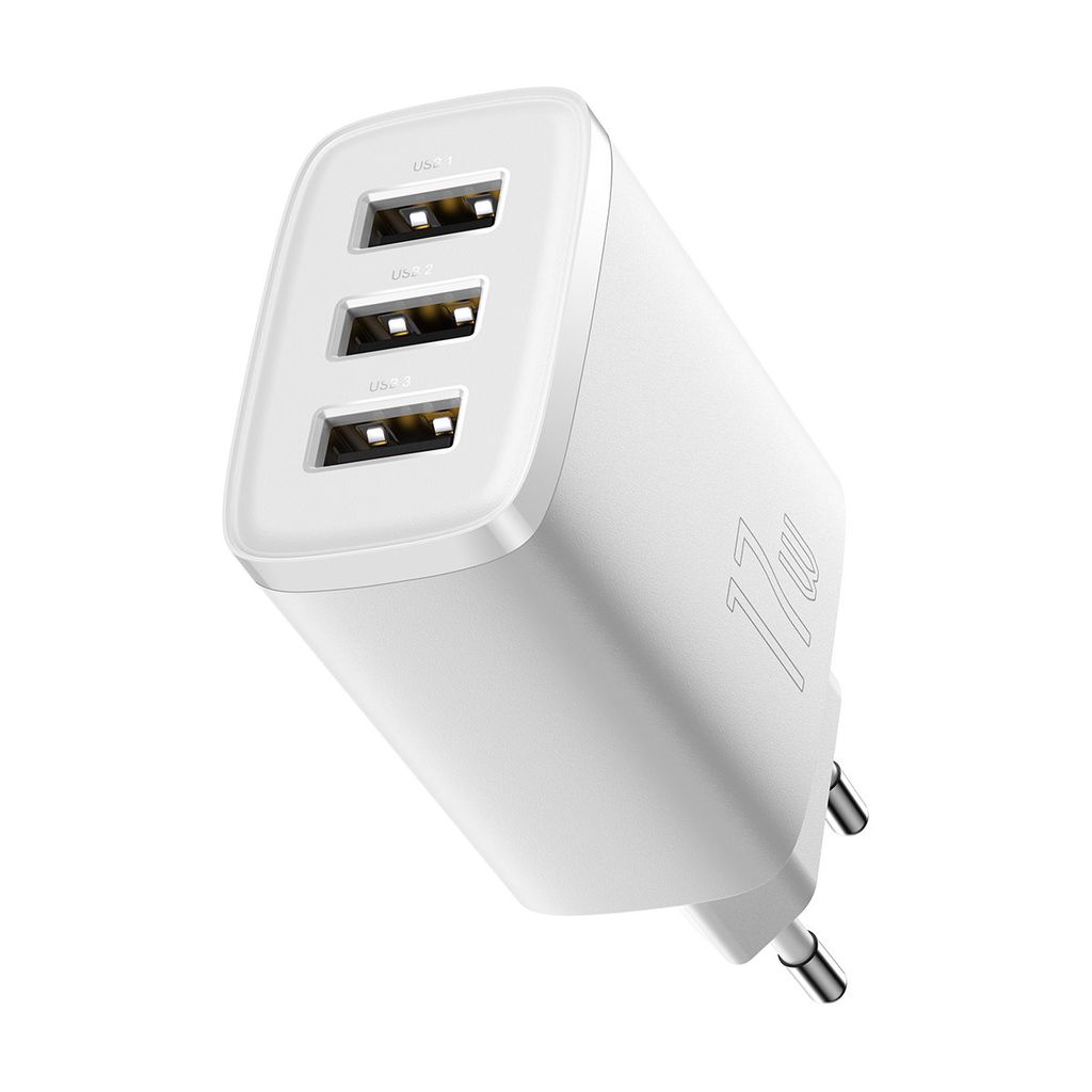 Baseus Kompaktná nabíjačka 3x USB-A 17 W, biela Obrázok produktu 