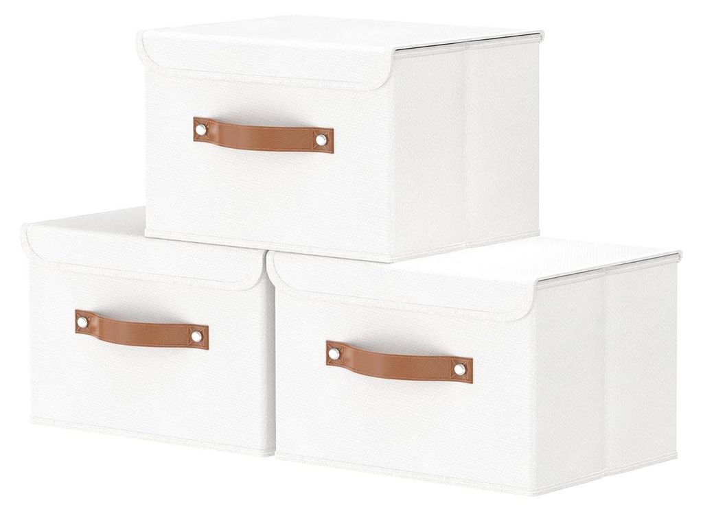 3-teiliges Set faltbarer Aufbewahrungsboxen, Stoffboxen mit Griffen, Kleiderschrank-Organizer, Kleiderkorb