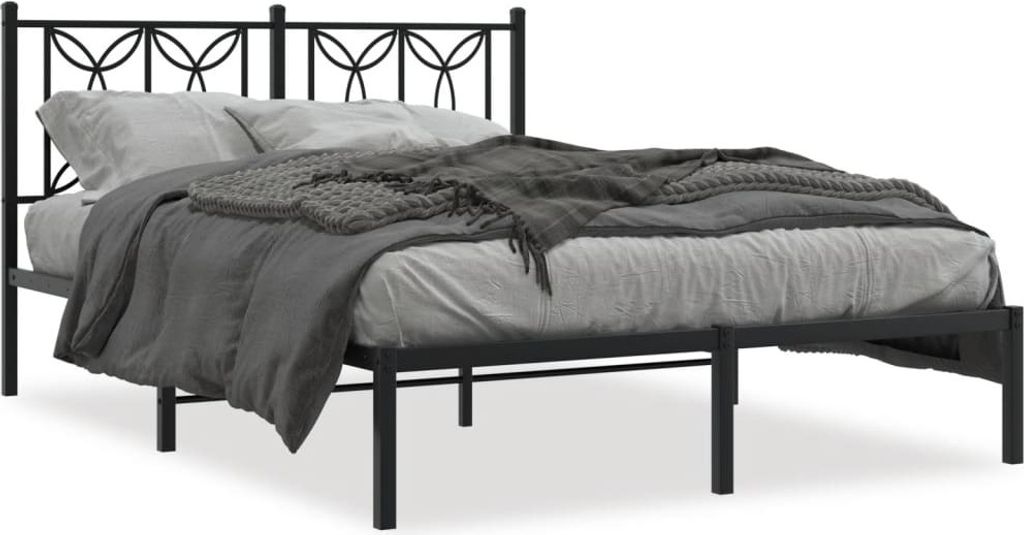 Maison Exclusive - Bettgestell mit Kopfteil Metall Schwarz 135x190 cm