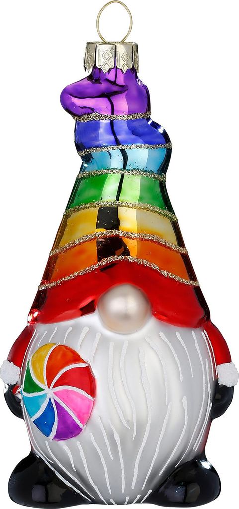 Christbaumschmuck Glas 12cm Wichtel Figur in Regenbogen Produktbild 