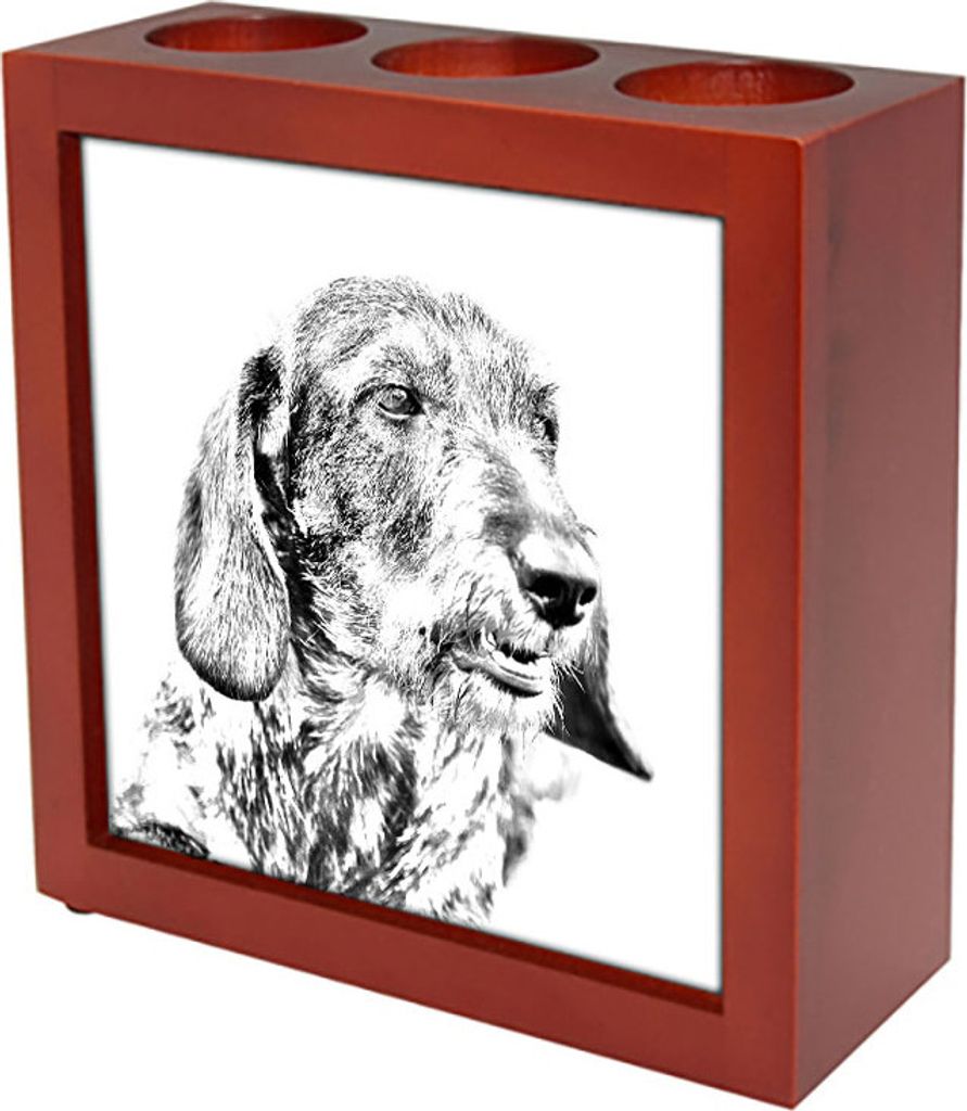 Dachshund Rauhhaar, Dackel, Teckel I - Stifthalter mit Hund, Schreibtischorganizer mit Aufdruck, personalisierte Schreibtischdekoration der Marke A...