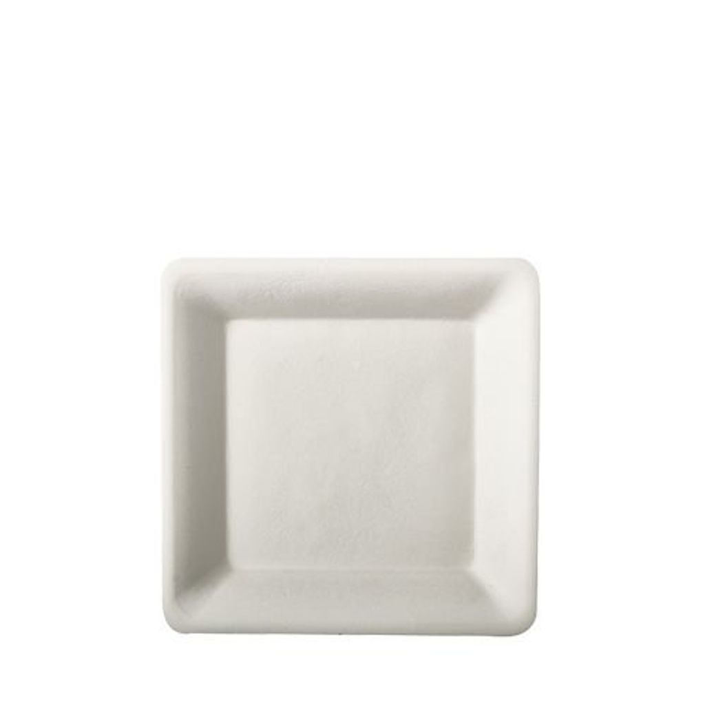 Papstar Teller, Zuckerrohr "pure" eckig 15,5 cm x 15,5 cm weiß 10 x 50 Stück