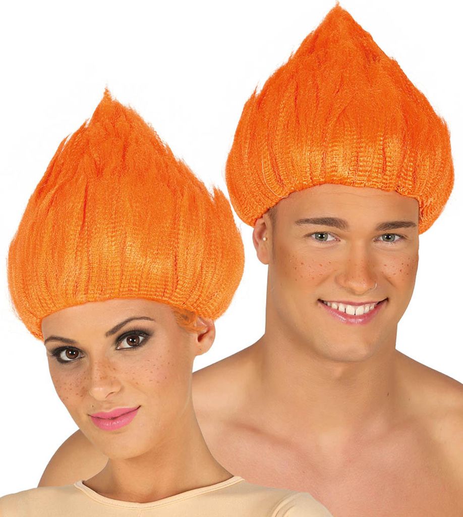 Troll-Perücke für Damen und Herren orange - Einheitsgröße Produktbild 