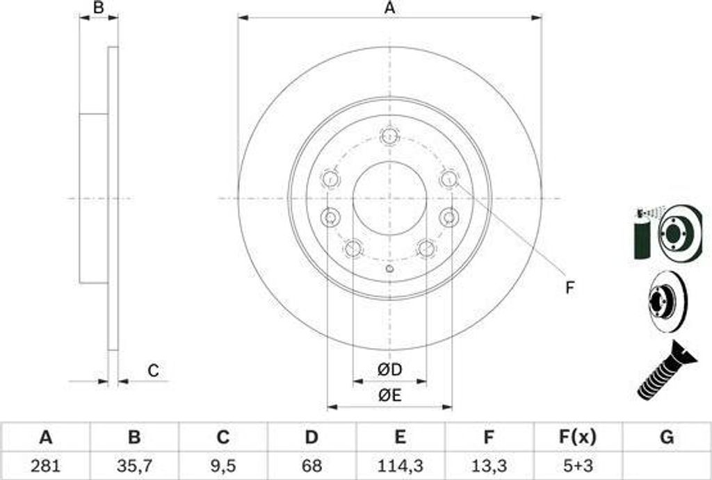 BOSCH 0 986 479 E55 Bremsscheibe OE D10E26251 kompatibel mit CX-3