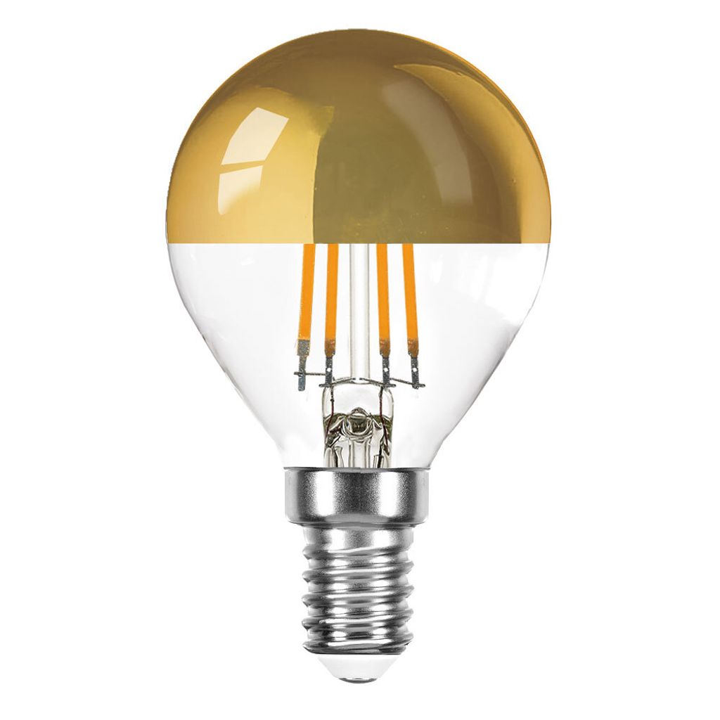 LED Filament Tropfen 4W fast 40W E14 Kopfspiegel gold Kugel Produktbild 