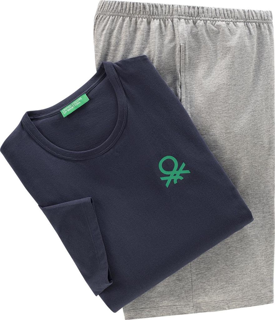 Benetton Herren Pyjama-Set kurz, natürlich atmungsaktiv