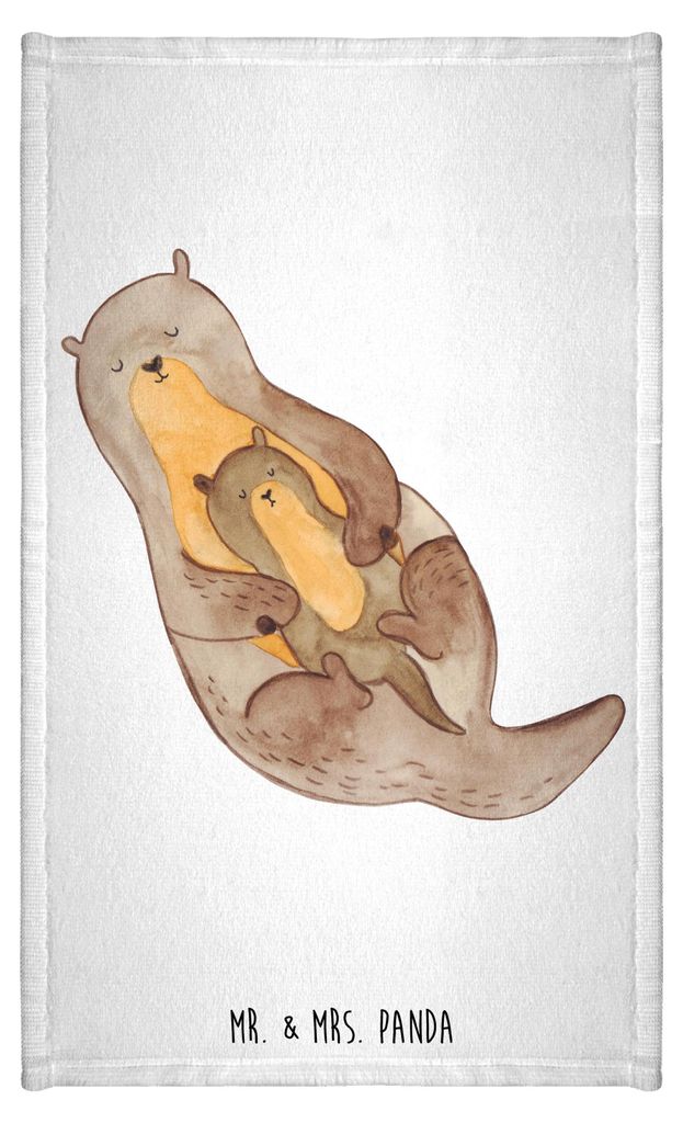 Mr. & Mrs. Panda Handtuch Otter Kind - Weiß - Geschenk, Gäste-WC, Tochter, Gästetuch, Geburt, Klein, Familie, Mutter, Frotteetuch, Kleines, Mama