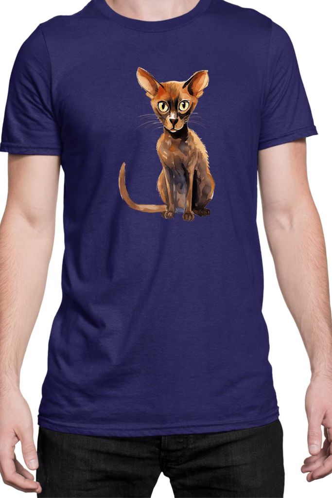 Herren T-Shirt Funny Cats Breeds Peterbald Cat, Man 3XL / Dunkelblau