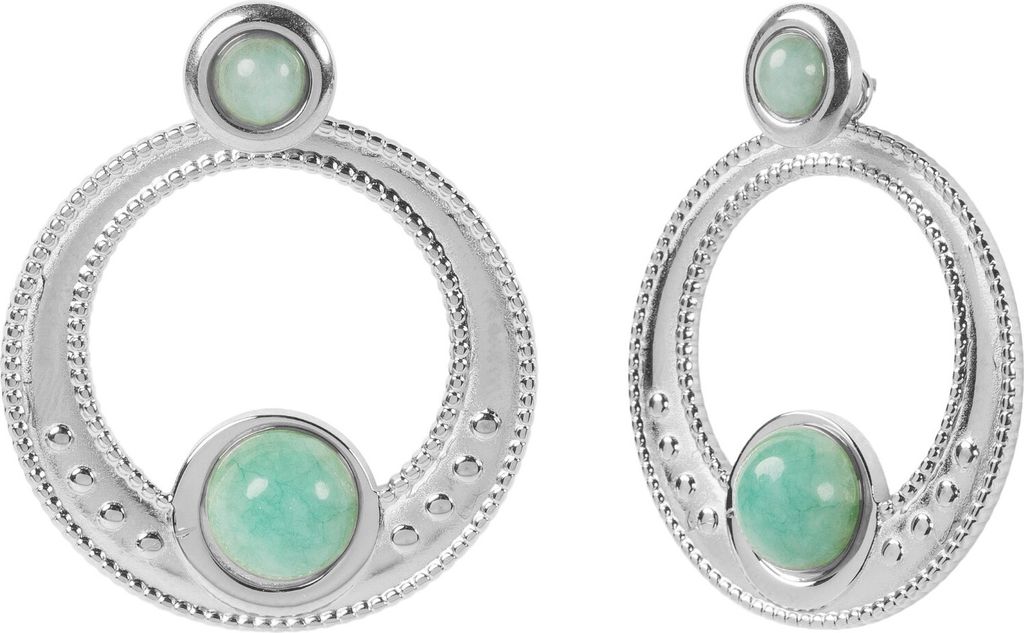 styleBREAKER Damen 2 in 1 Statement Ohrringe, Amulett Anhänger türkiser Stein und Stecker, Ohrhänger, Ohrschmuck 05090044