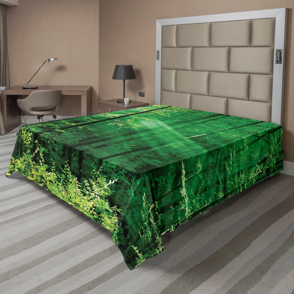 Drap Plat Doux Anti-Stress Design Forêt 266x260 cm pour Sommeil Paisible
