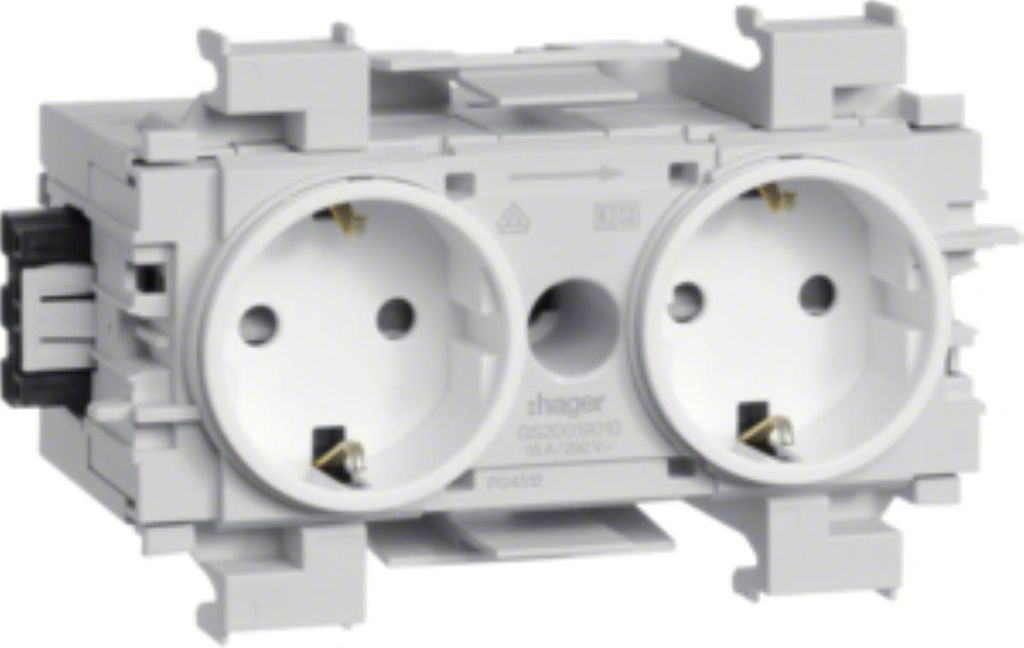 HAGER GS20019016 Steckdose 2-fach Wago Steck/Klemmtechnik Produktbild 