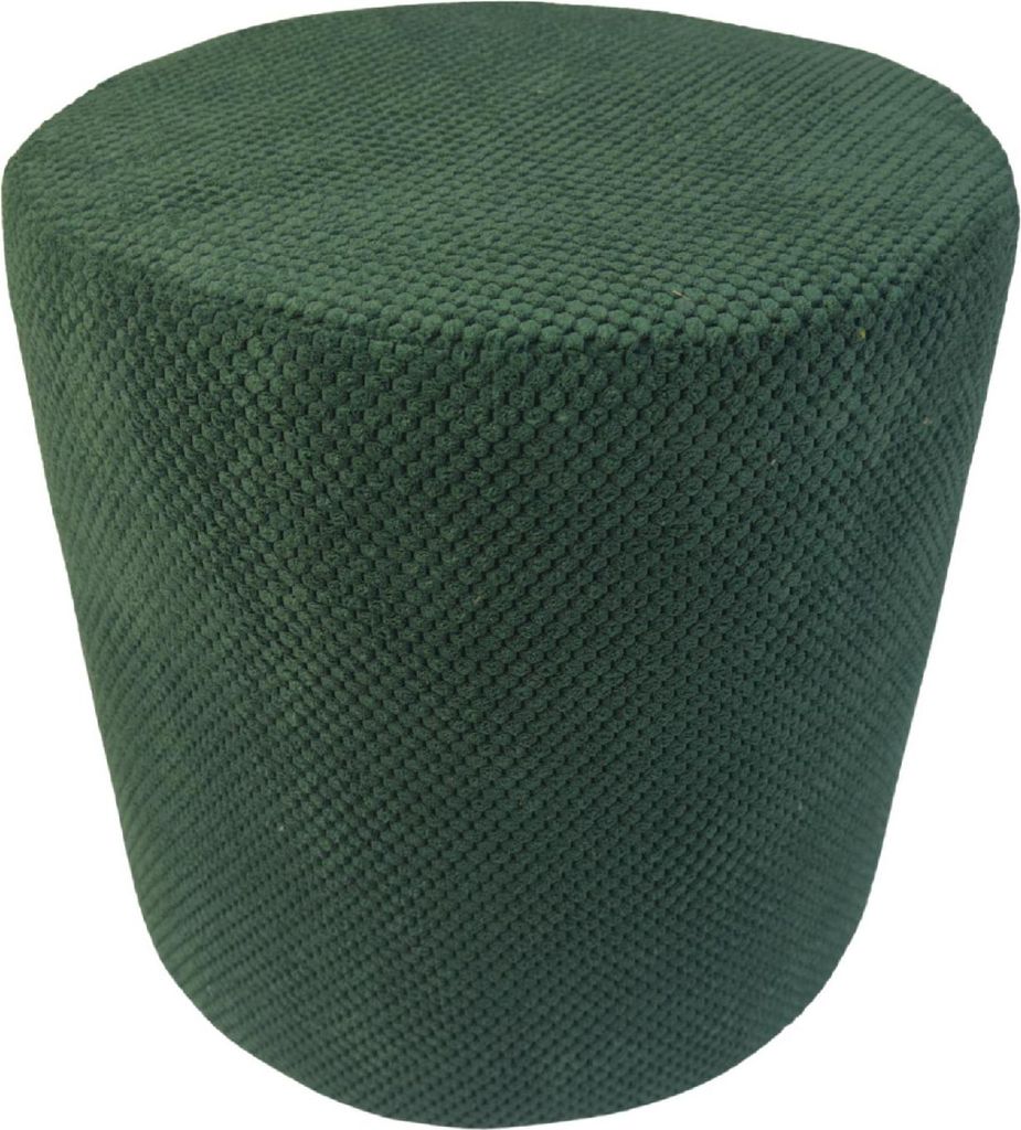 Samt-Hocker ZEFIR DOT 40x40 cm rund – stilvoller Sitzhocker oder Fußhocker fürs Wohnzimmer – Flaschengrün