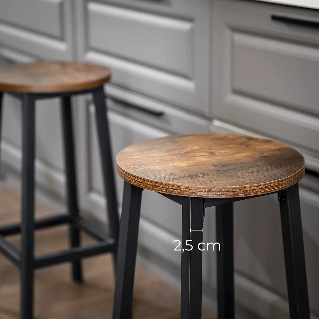 Tabouret de bar avec structure en acier noir robuste - Modèle ST-850 - 6