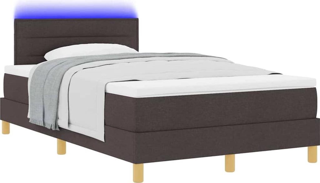 LED Boxspringbett mit Matratze Dunkelbraun 120 x 190 cm Stoff
