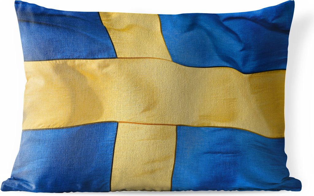 MuchoWow Outdoor Kissen - Nahaufnahme der Flagge von Schweden - 60x40 cm - Wetterfest - Lounge Kissen - Zierkissen - Kissen für Innenräume