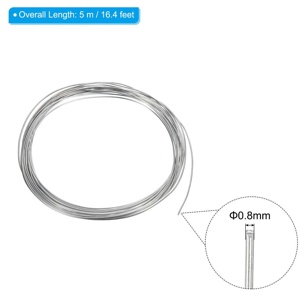 5m Basteldraht 99.99 % Hoch Reinheit Zink Draht 3 Rollen 20 Gauge Reiner Zink Draht 0.8mm Weicher Perlen Draht Labor Wissenschaftliches Experiment ...
