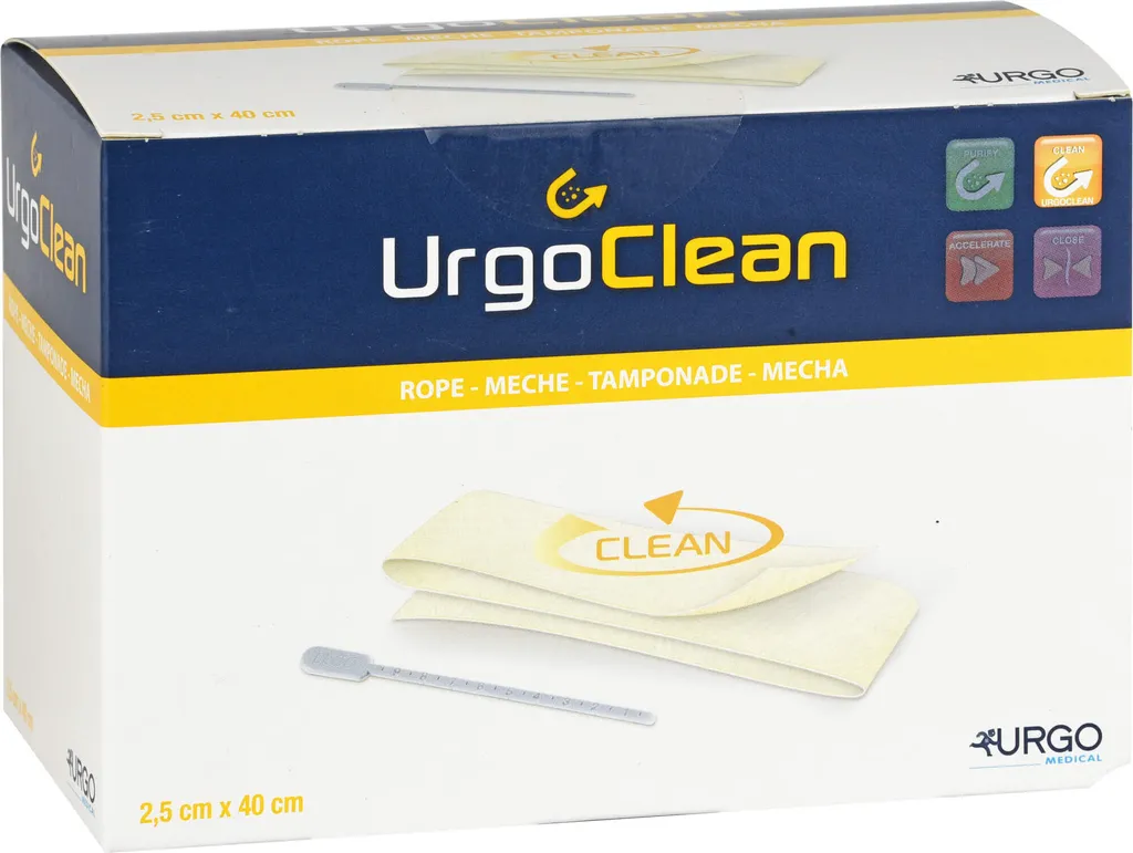 UrgoClean Tamponnade 2,5x40 cm : Retrait sans résidus pour plaies - 5u