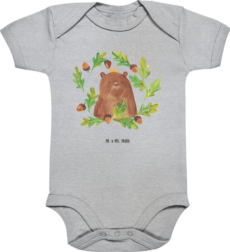Mr. & Mrs. Panda Strampler Bär König 1. - 3. Monat - Heather Grey - Geschenk, Baby, Vater, babykleidung body, Papi, Einteiler, Teddy, Vatertag, B...