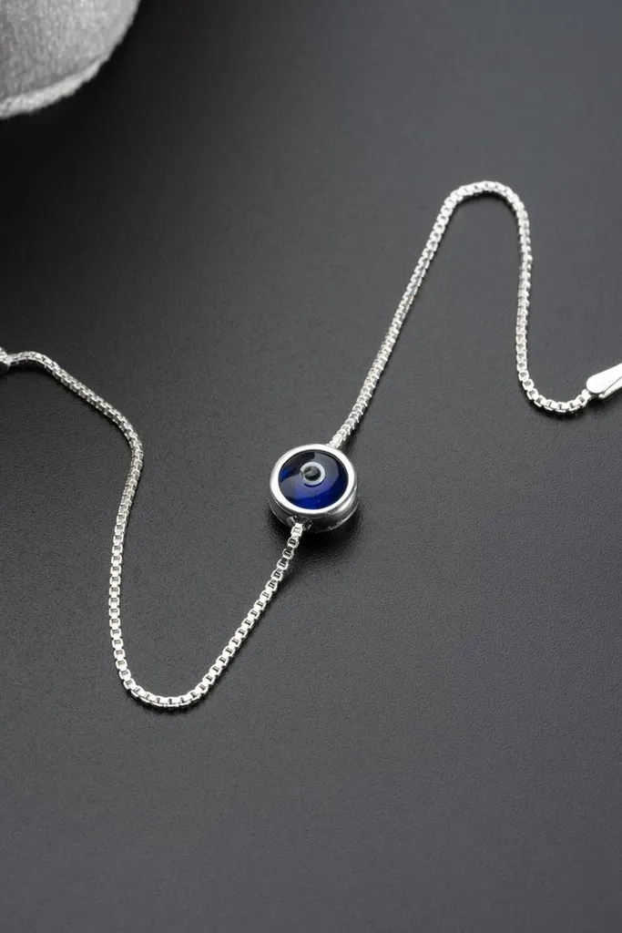 Bracelet Œil de Nazar en Argent 925 Rhodié pour Femme - Bijou Minimaliste
