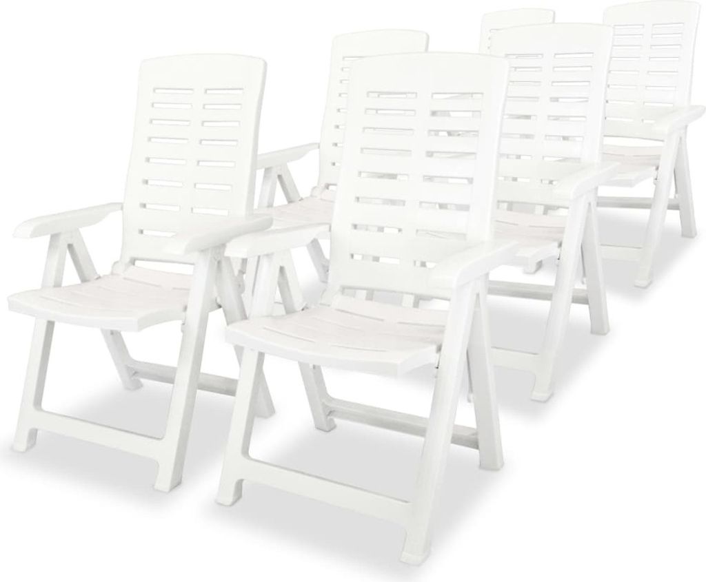 Garten-Liegestühle 6 Stk. Kunststoff Weiß