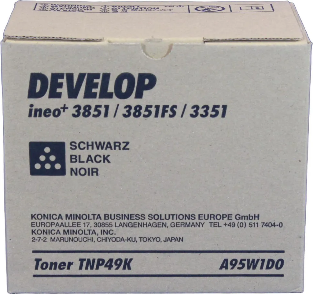 Évitez les traces avec la cartouche toner Develop A95W1D0 noire pure