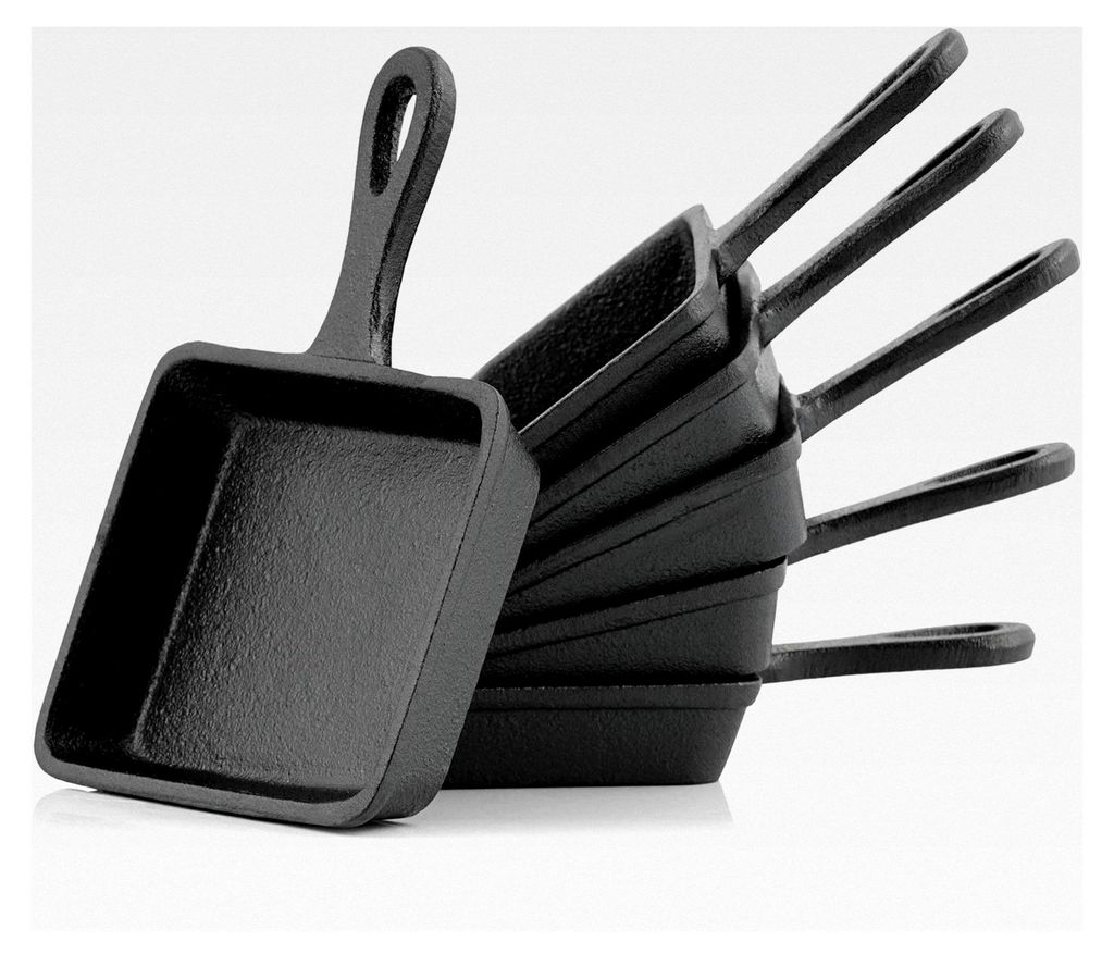 Gusseisen Raclette Pfännchen (6 Stück) | 12,5 x 18 cm | bereits eingebrannt