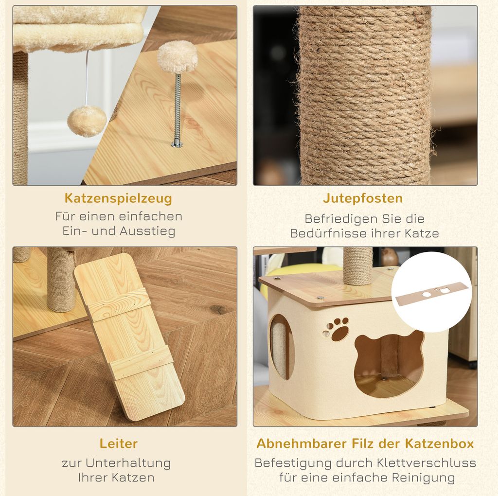 PawHut Kratzbaum Katzenbaum für Katzen Kletterbaum aus Holz Produktbild 6