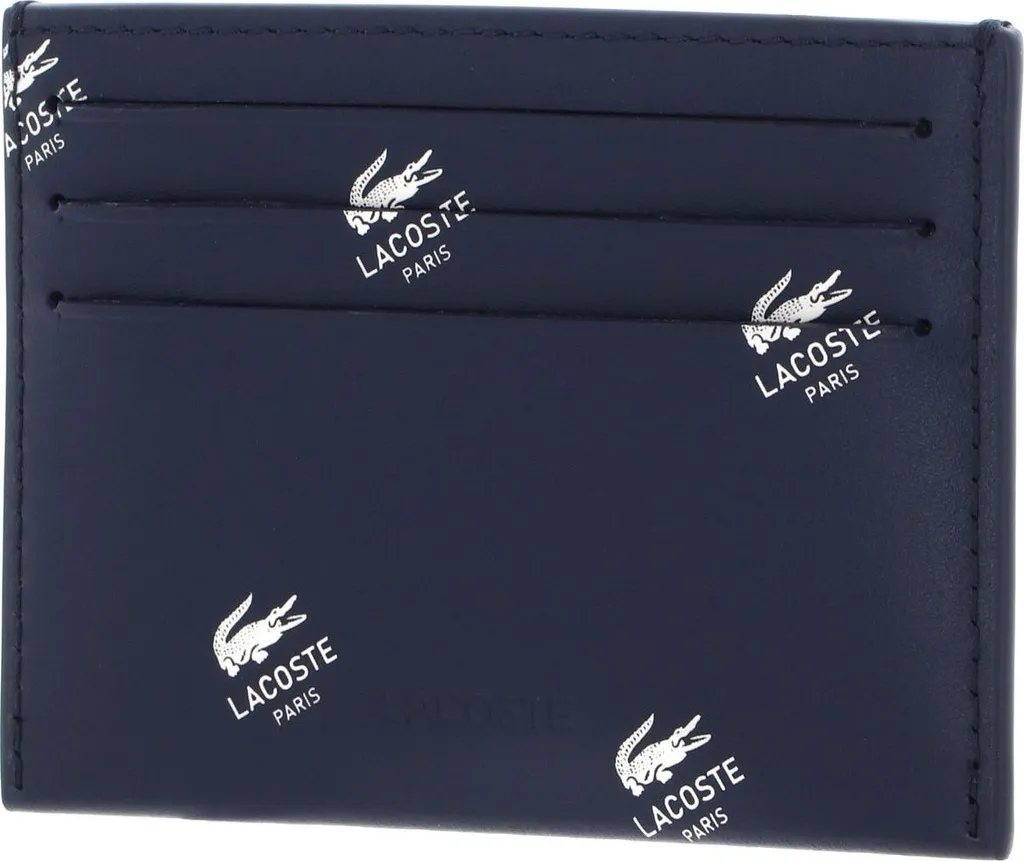 Porte-cartes Lacoste Paris en Cuir Véritable Bleu Marine Finition Chic - 3