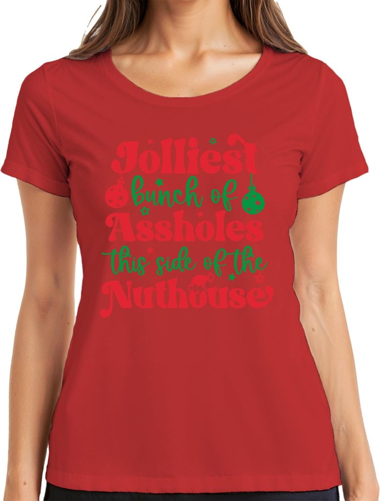 Jolliest Bunch of Assholes Weihnachten lustig Geschenk Party Damen T-Shirt, Rot, XXL