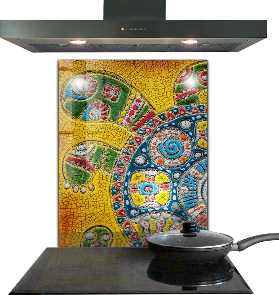 Spritzschutz aus Glas Küchenrückwand - Wandschutz für Herd und Spüle - 60x80 cm - Schildkröte Keramisches Mosaik