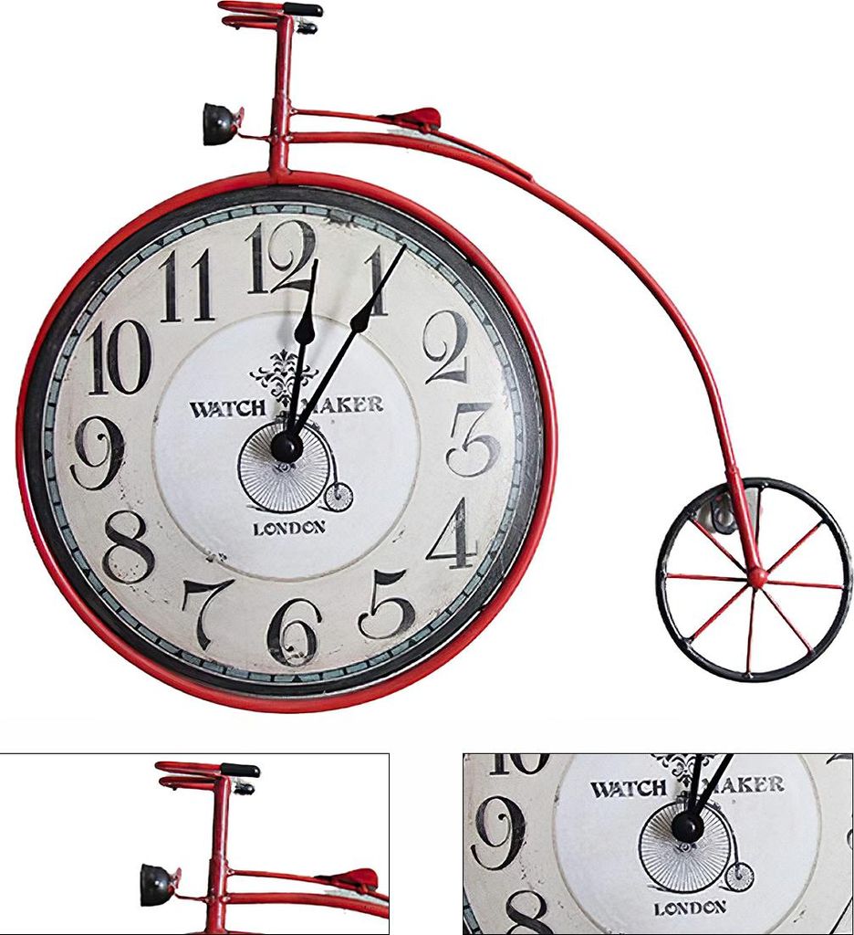 Fahrrad Wanduhr Vintage 48×35 cm, Retro Hängende Uhr, Café Bar Dekoration, Nostalgisch