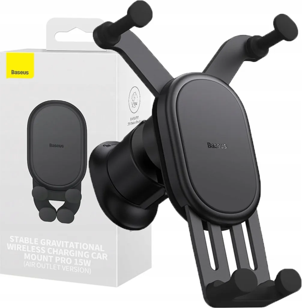 Baseus Supporto Gravitazionale Premium 15W Nero Ricarica Qi