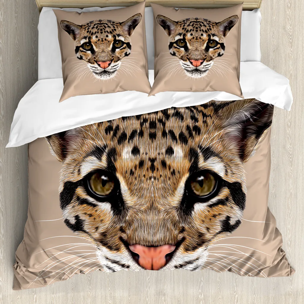 ABAKUHAUS Copripiumino Wild Leopard 200x200 Brown Ipoallergenico