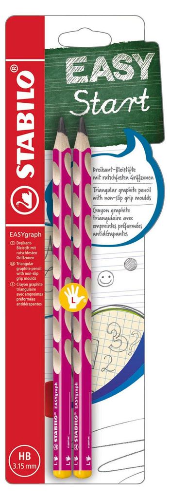 STABILO EASYgraph HB, crayons à mine pour gauchers, rose - Image du produit 