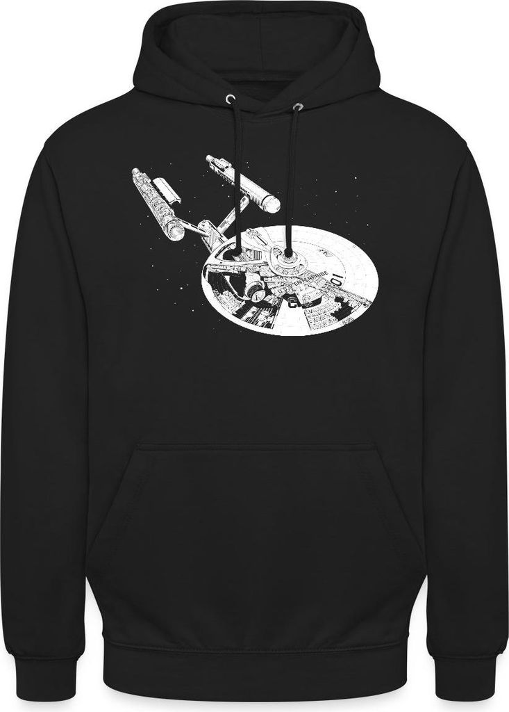 Spreadshirt Star Trek The Original Series USS Enterprise Uni Hoodie, 4XL, Schwarz