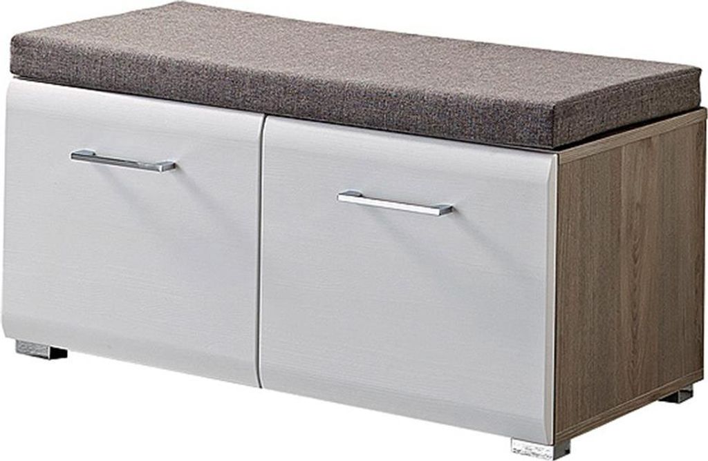 Bank Funny Schuhschrank Garderobenbank in weiß Silbereiche