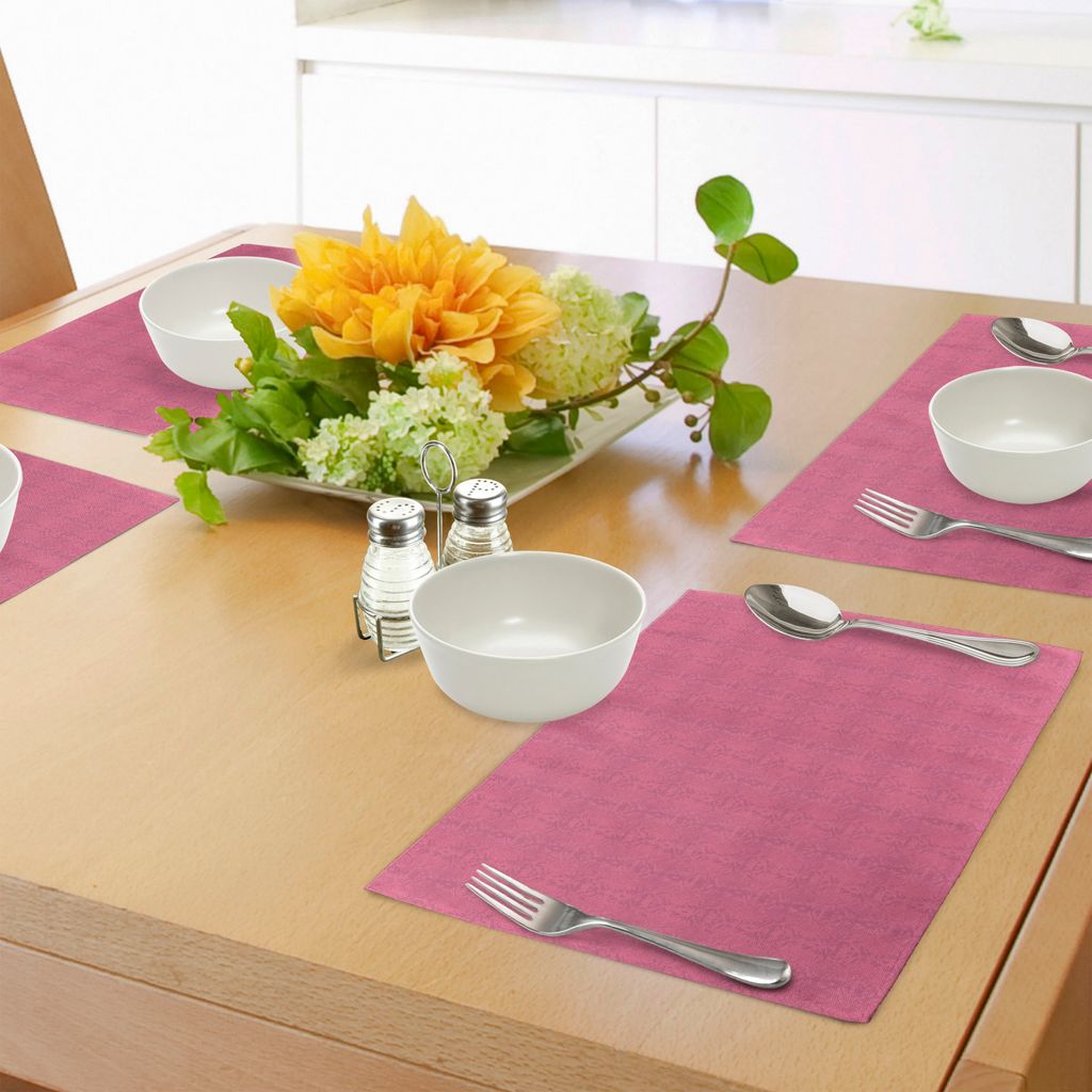 ABAKUHAUS Damast Platzmatten, Traditionelle Blume mit barocken Inspirationen auf Pastell farbigen Hintergrund, Tiscjdeco aus Farbfesten Stoff für ...