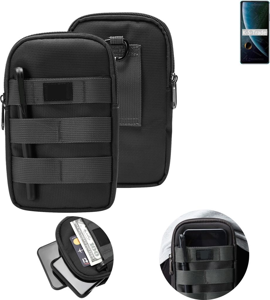 K-S-Trade Holster Gürtel Tasche kompatibel mit ZTE Blade V30 Handy Tasche Schutz Hülle dunkel-grau viele Fächer, 1x