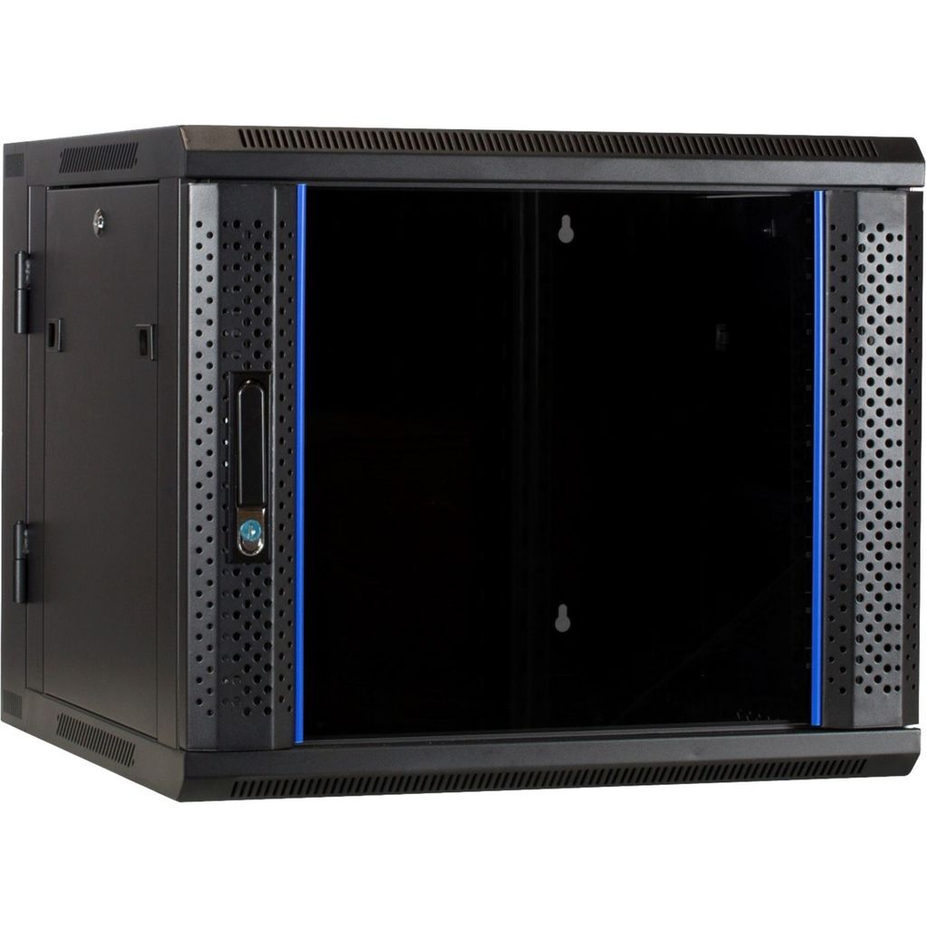 9 HE Serverschrank, wendbares Wandgehäuse mit Glastür (BxTxH) 600 x 600 x 501mm