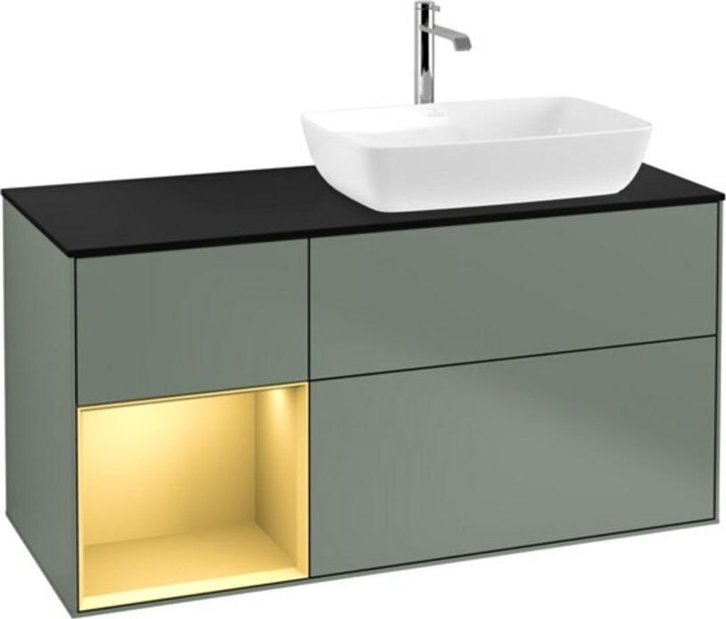 V&B Waschtischunterschrank Finion 120cm, Pl b m, Reg gol m Lac, Oli. m Lac
