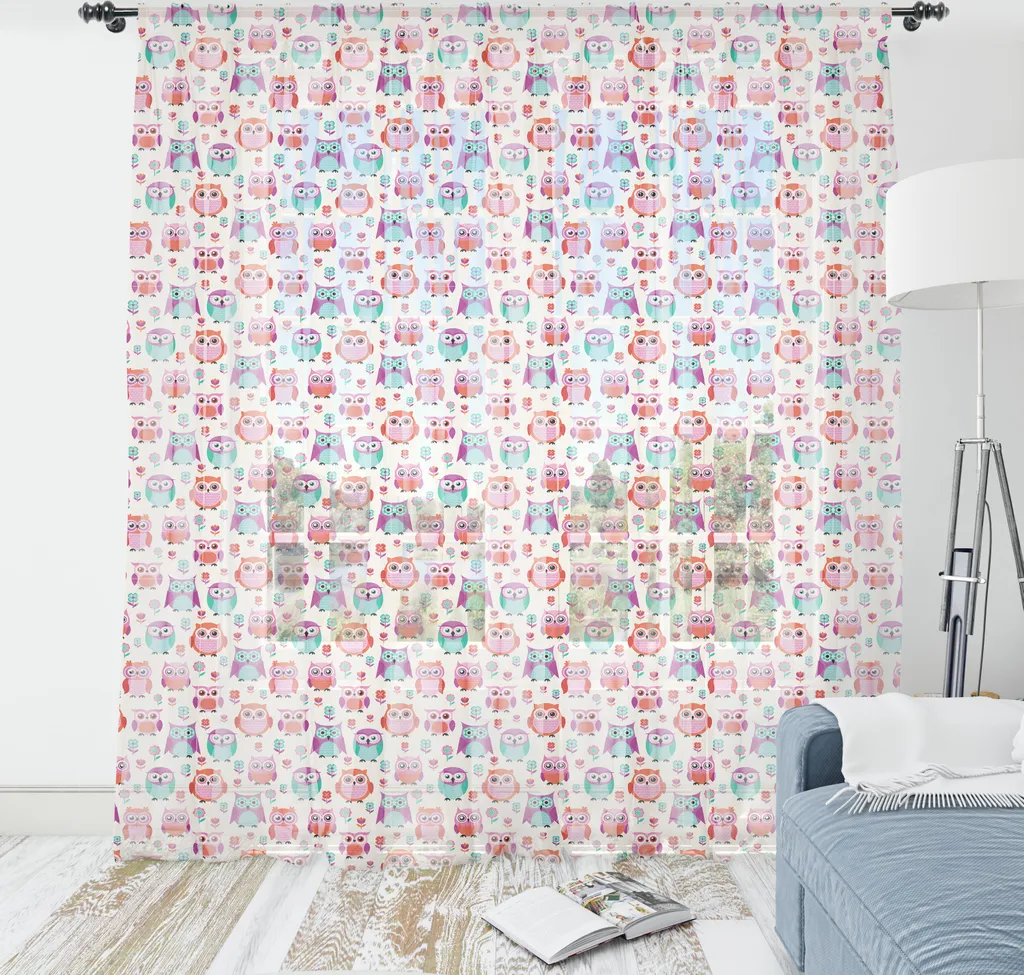 Arazzo Moderno Gufi ABAKUHAUS Arancione Fucsia | Tessuto 160x274