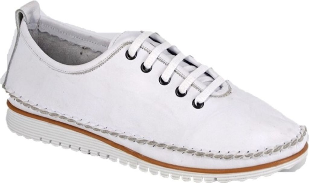 Mod Comfys - Damen Sneaker "Flexi", Weiches Softie-Leder DF2058 (38 EU) (Weiß)