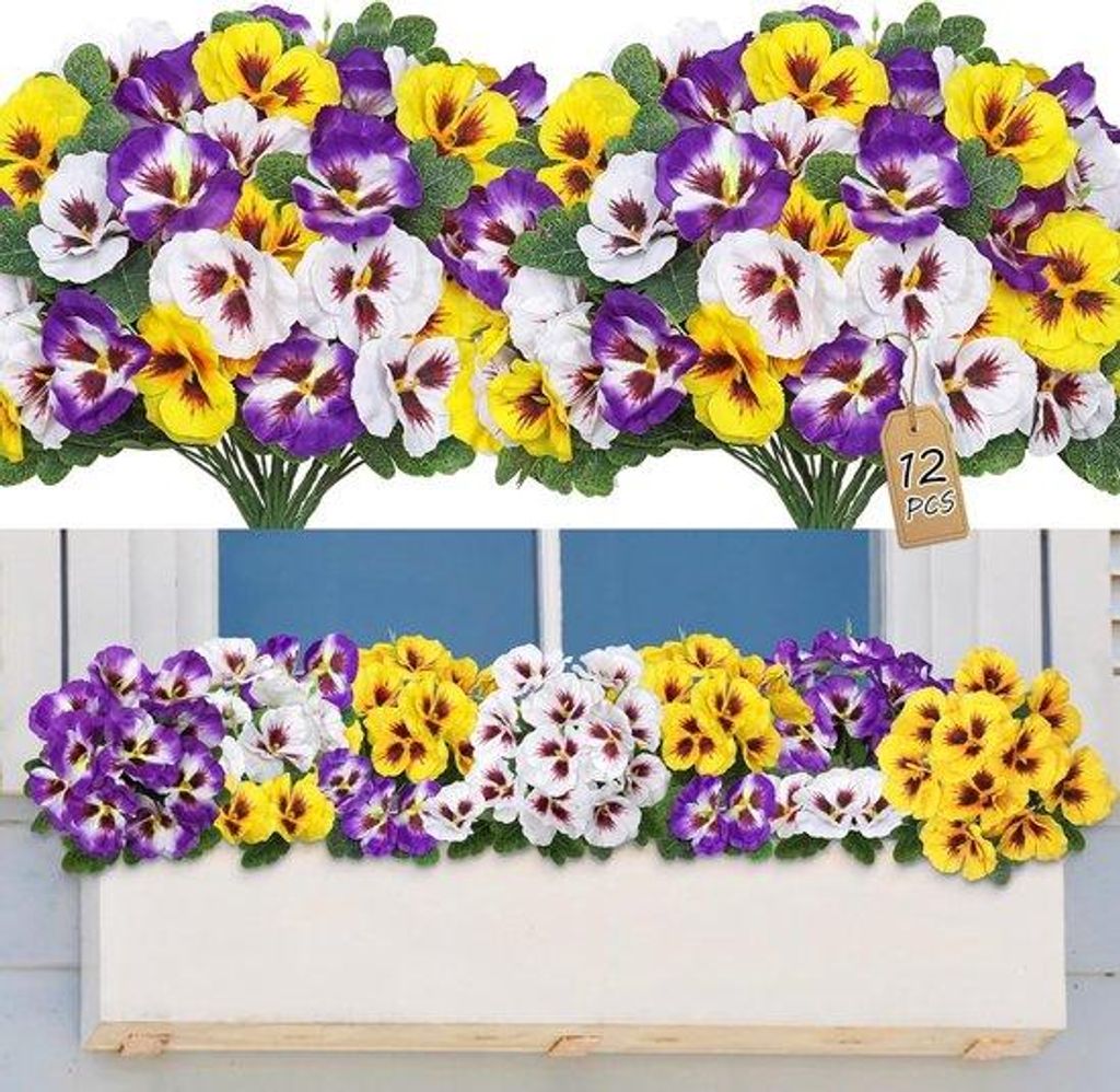 Famanu Kunstblumen 12er Set - Violett, UV-beständig