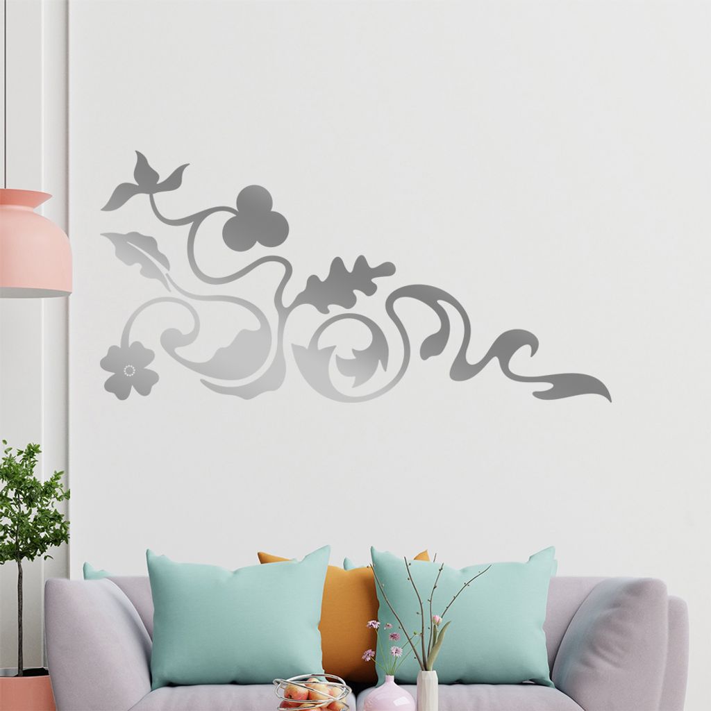 Eckeornament -Blüten - Planze Wandtattoo in 6 Größen - Wandaufkleber Wall Sticker - Dekoration, Küche, Wohnzimmer, Schlafzimmer, Badezimmer